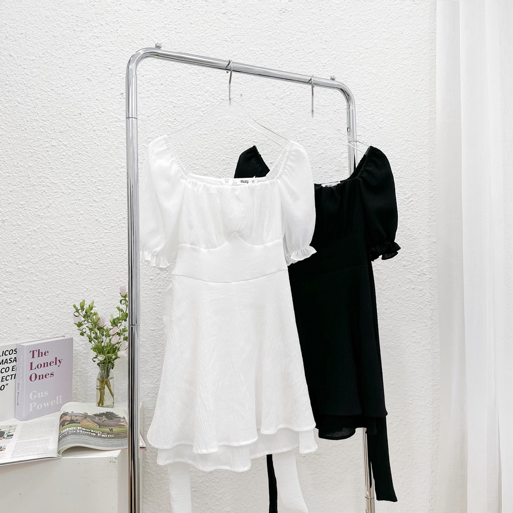 Đầm Váy bánh bèo cổ vuông nhún ngực May Boutique Jumpsuite hai tầng nhún ngực phong cách Ulzzang JKZ23D_103.001