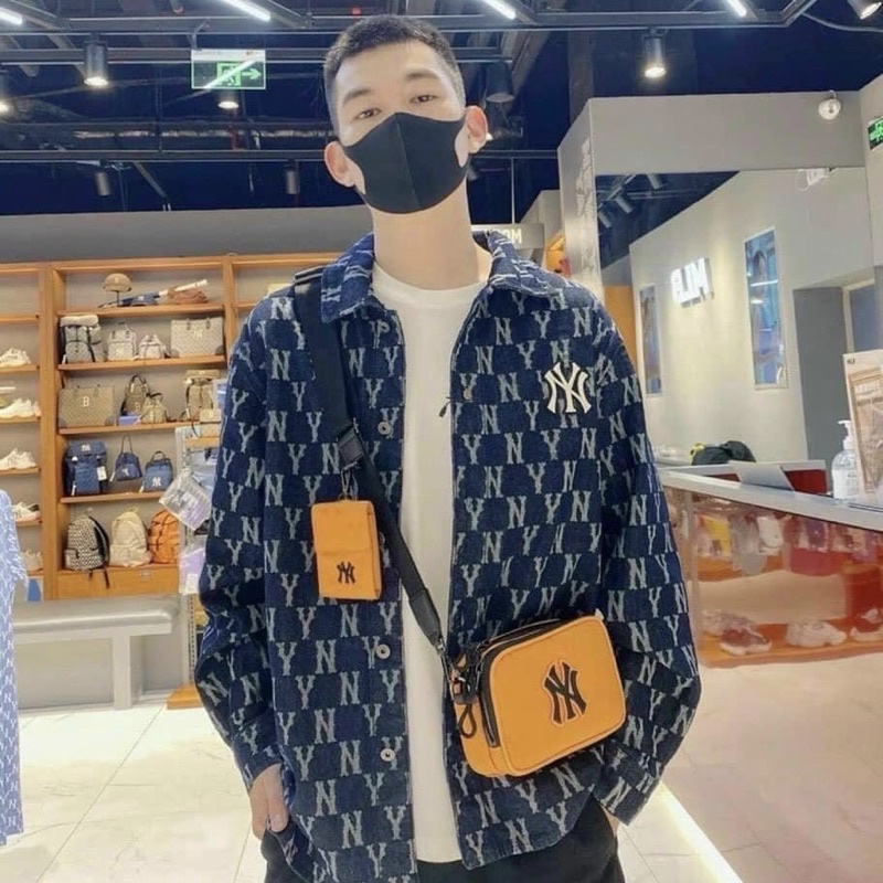 Túi Hộp Em Eo Bi Nam Nữ Unisex Hoạ Tiết Monogram NY Kèm Túi Nhỏ Chất Vải Size 18