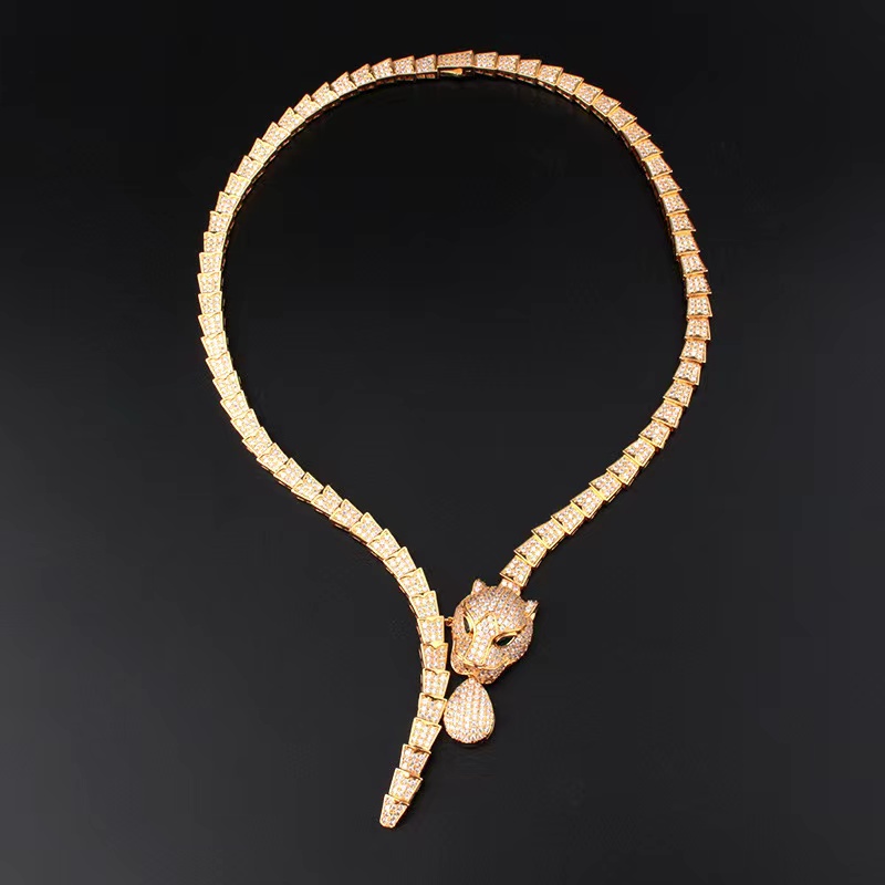 Bộ Vòng cổ + Bông Tai Hình Giọt Nước Họa Tiết Da Báo Phong Cách vintage Mới