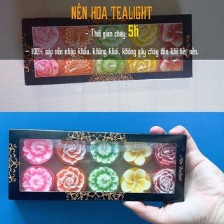 Hộp nến hoa tealight - nến tealight nhiều màu - đèn tealight trang trí cao cấp thegioinendanang