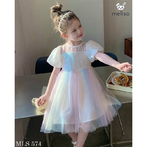 Váy Trắng Công Chúa Kim sa Siêu Xinh Melisa Size 12M-10Y