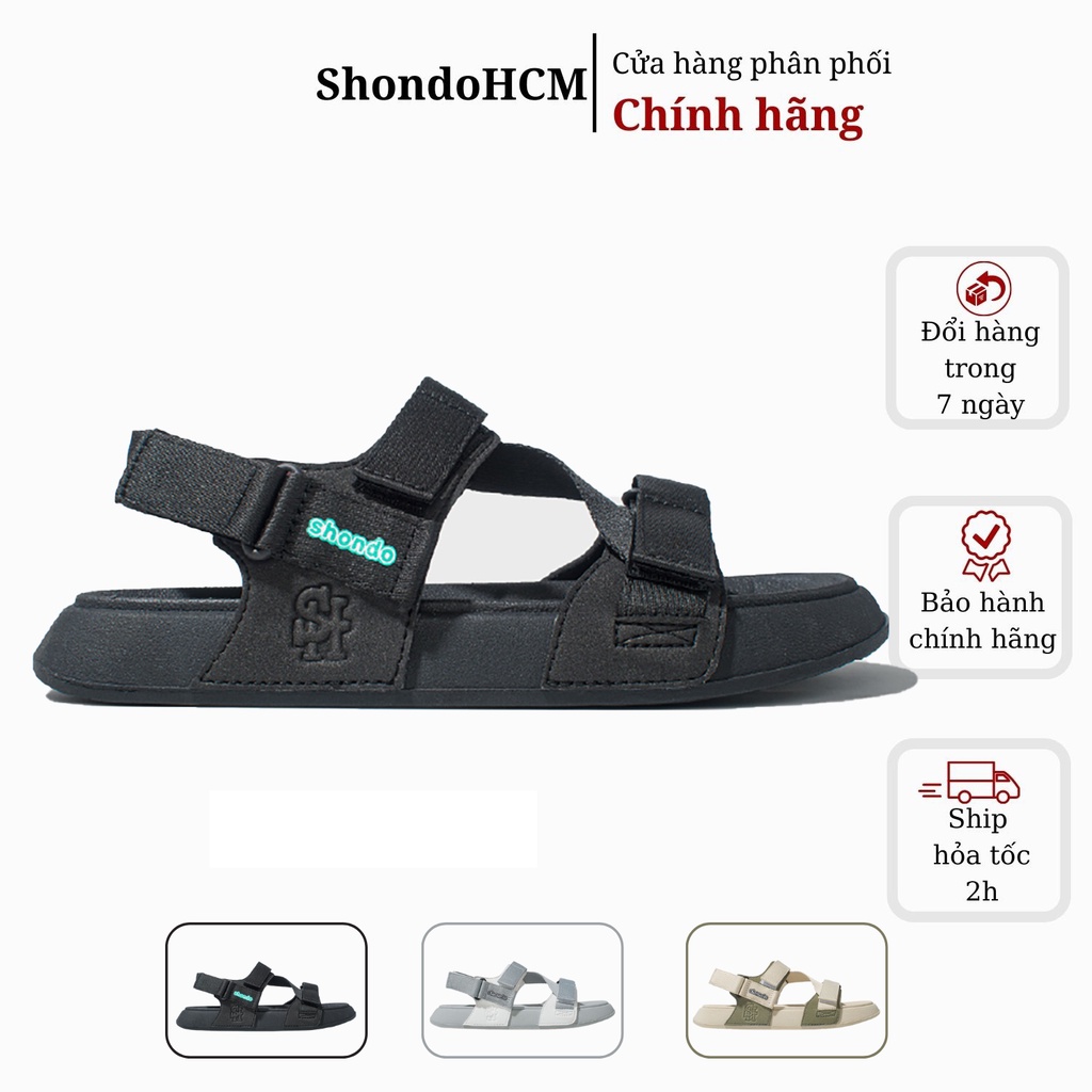 Giày Sandals Nam Nữ Shondo Platy 1 Full Đen PLA1010