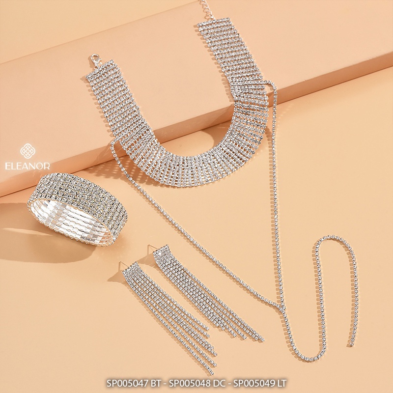 Bông tai dây chuyền vòng tay nữ dáng dài Eleanor Accessories bộ trang sức đính đá phụ kiện trang sức 5047