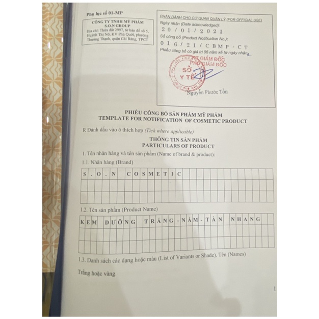 Kem Face SON Nguyễn Tiên Dưỡng Trắng Da Chống Lão Hoá Chính Hãng