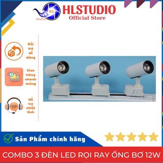 Combo 3 Đèn Led Rọi Ray Ống Bơ 12w + Thanh Ray 1m Hl Lighting