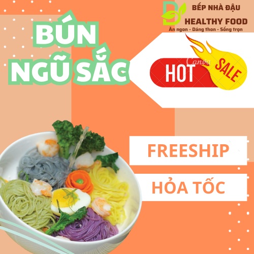 Bún ngũ sắc gói 500g, thực phẩm ăn kiêng, eatlean - đặc sản Cao Bằng, gạo lứt đỏ, bún rau củ, giảm cân, chay