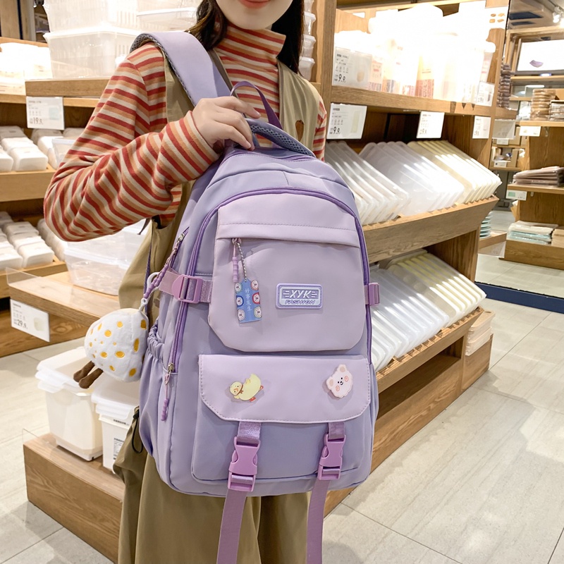 Balo đi học PRETTYZYS sức chứa lớn 15.6 inch thời trang Hàn Quốc 2023 trẻ trung cho nữ