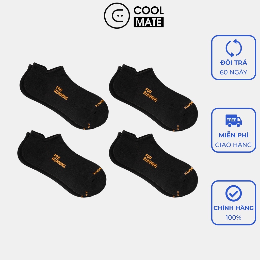 Combo 4 đôi Tất Vớ Chạy Bộ Cổ Ngắn Essential - Cam - Thương hiệu Coolmate