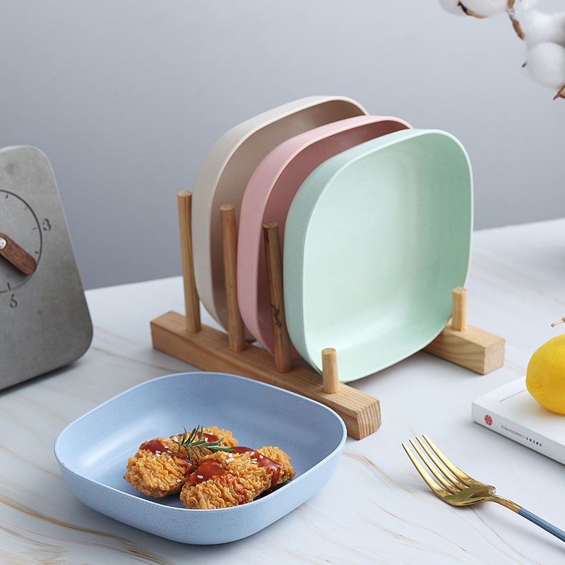Đĩa Lúa Mạch Vuông An Toàn , Màu Pastel, Giúp Món Ăn Bày Biện Đẹp Hơn
