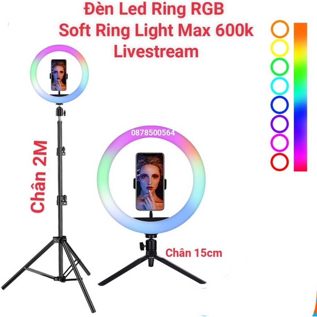 Đèn LED Ring RGB sáng tạo Lives tream 26cm Soft Ring Light chụp ảnh quay video - Max 6000K điện 12V
