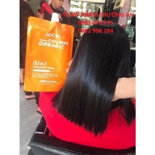 Kem duỗi ép 3 in 1 straight perm sochi collagen organic nhật bản 1000ml không cần dập định hình lần 2 chính hãng-ta12