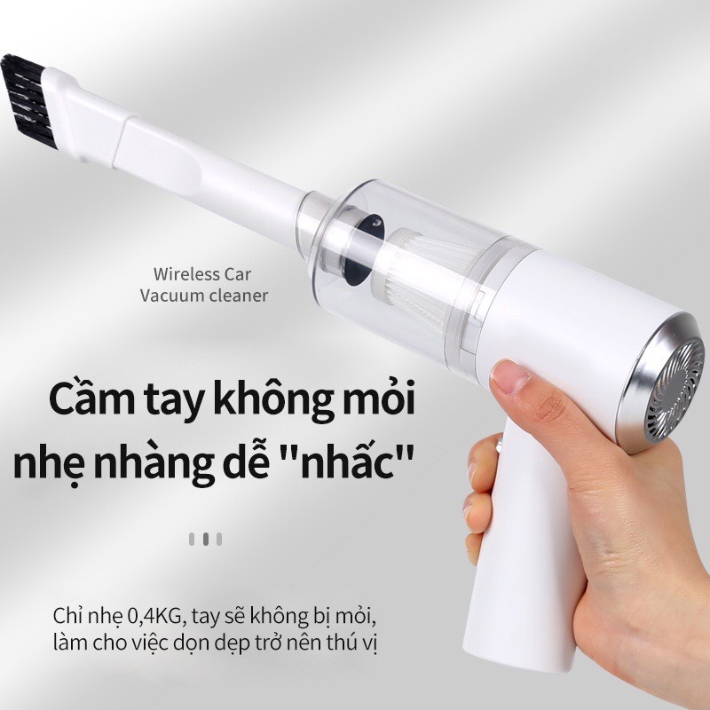 Máy Hút Bụi Cầm Tay Mini - Máy Hút Bụi Không Dây Đa Năng Lực Hút Siêu Mạnh Sử Dụng Hút Bụi Ôtô, Bụi Giường
