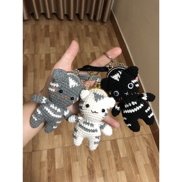 Túi đựng tỏi cho bé sơ sinh bằng len handmade nhiều mẫu hình con mèo