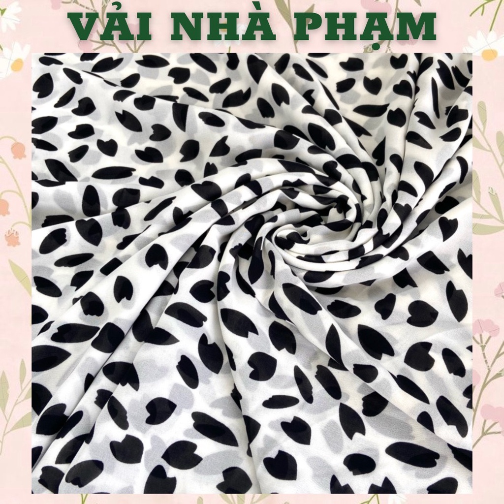 VOAN CHIFFON HOẠ TIẾT VỆT ĐEN NỀN TRẰNG-KHỔ 1.5M-VẢI NHÀ PHẠM
