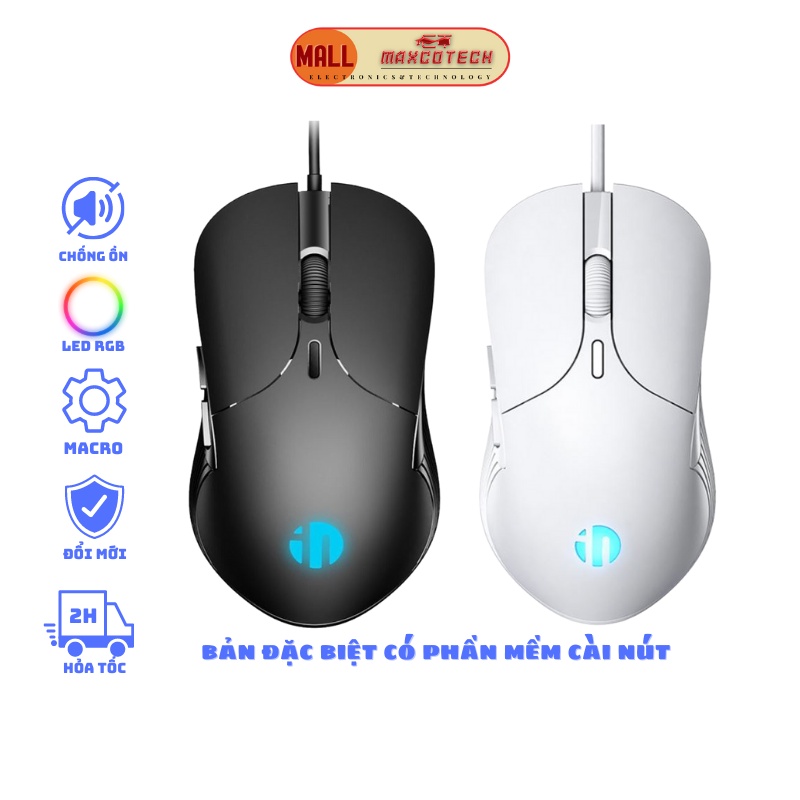 Chuột Gaming Có Dây Maxcotech inphic PB1P Tùy Chỉnh Nút Bằng Phần Mềm Bấm Im Lặng Độ Nhạy 4000DPI