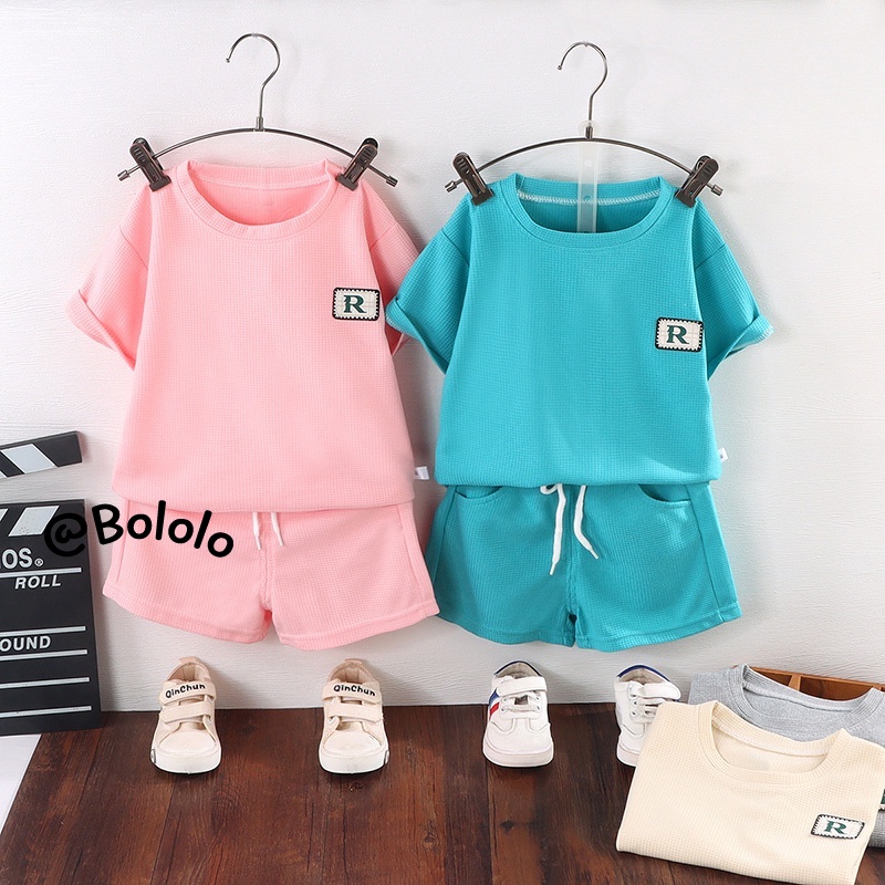 Bololo Set Áo Thun Ngắn Tay Và Quần short Phong Cách Hàn Quốc Cho Bé