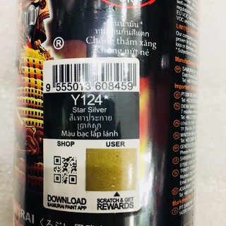 Sơn xịt Samurai Màu Bạc Lấp Lánh - Y124*