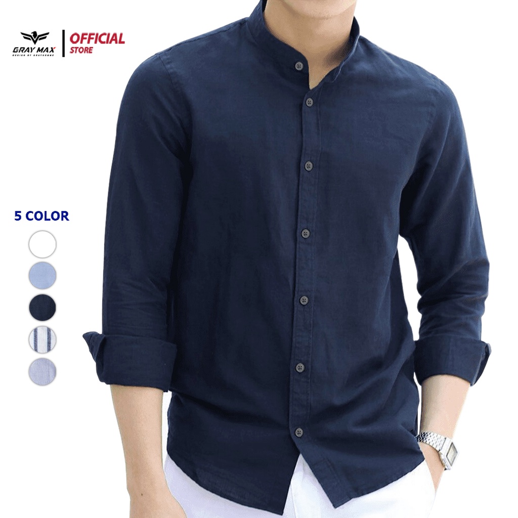 Áo sơ mi nam dài tay cổ tàu, chất đũi dày dặn đứng phom,mịn mát thấm hút mồ hôi tốt, phong cách trẻ trung năng động