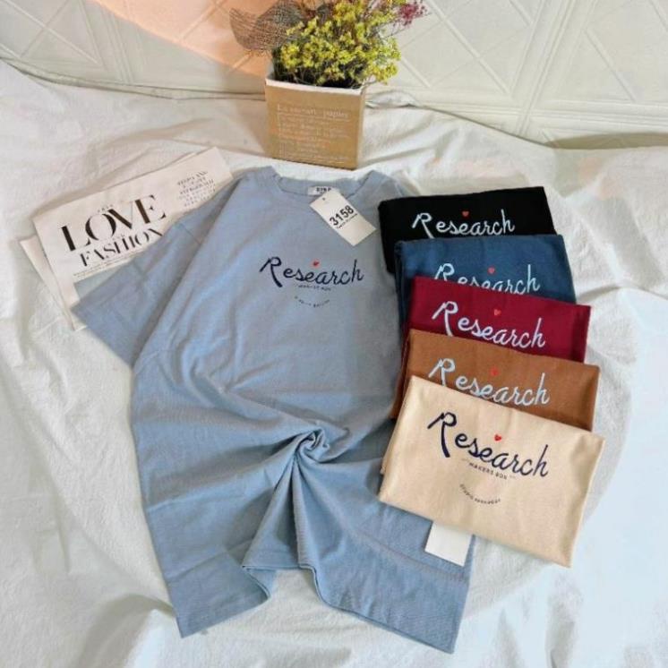 [Rẻ Vô Địch] Áo Thun Tay Lỡ 3158 Cotton Khô Dáng Rộng Unisex Research
