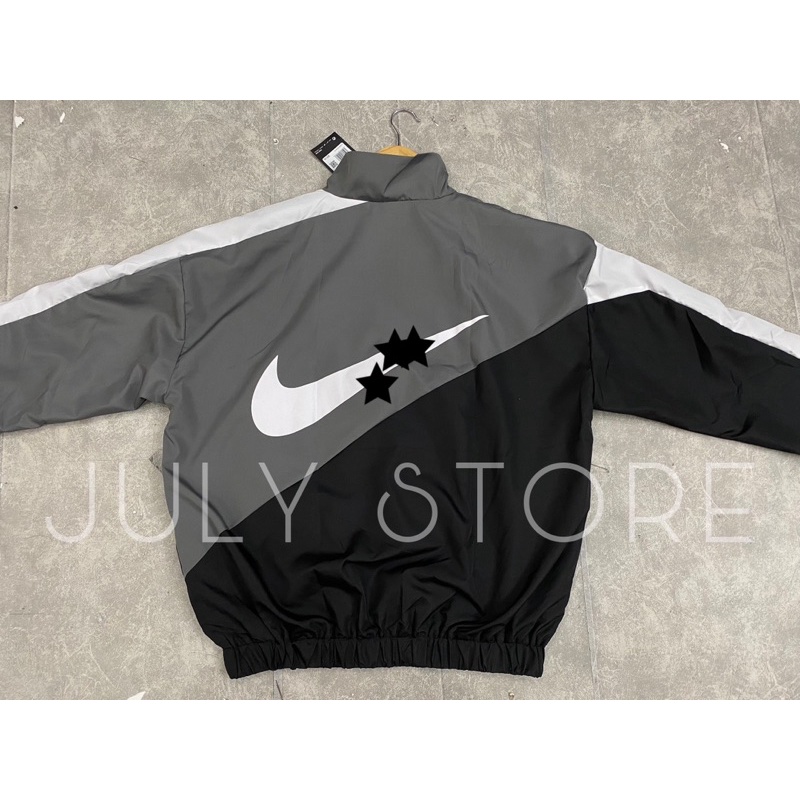 Áo Khoác Dù Naike Swoosh Xám có túi trong tiện lợi - Hàng Full bọc tag