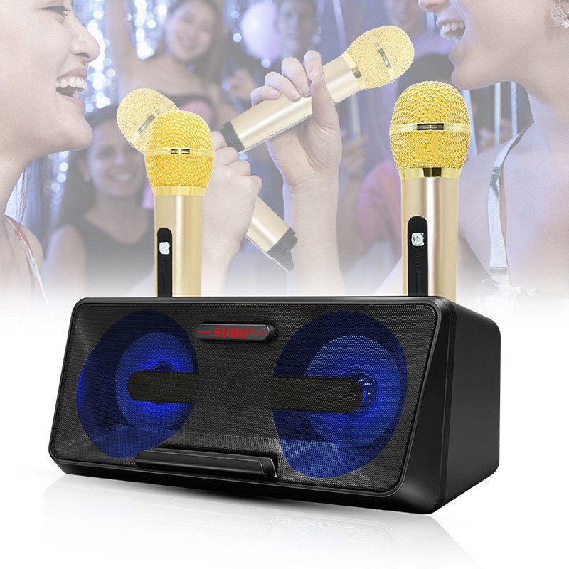 Loa karaoke bluetooth GROWNTECH SD 301 kèm 2 micro song ca, âm thanh to,không vỡ tiếng,đèn led đẹp mắt bảo hành 24 tháng