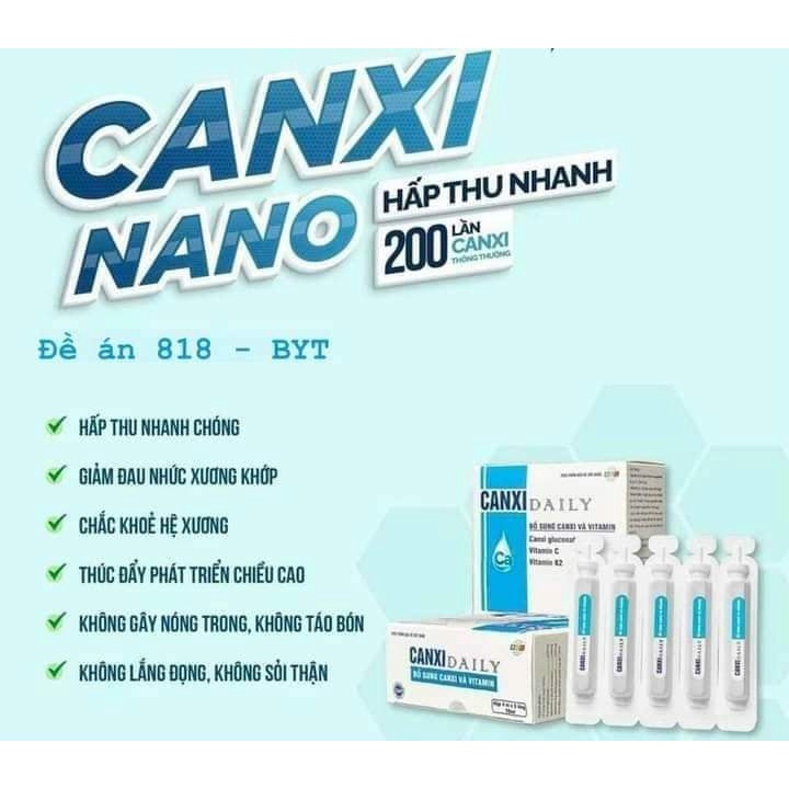 Thực phẩm bảo vệ sức khỏe Canxi Daily - Bổ sung canxi và vitamin cho hệ xương chắc khỏe hộp 4 vỉ ống 10ml