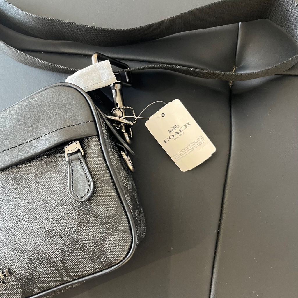 *CHÍNH HÃNG* Túi đeo chéo COACH GRAHAM CROSSBODY IN SIGNATURE CANVAS MÀU ĐEN XÁM - CODE: C4149
