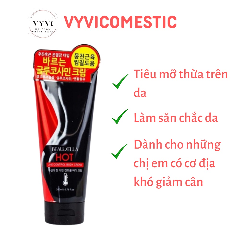 Kem tan mỡ Beaujella Hot Line Control Body Cream đốt mỡ thừa trên da, làm săn chắc da 200ml