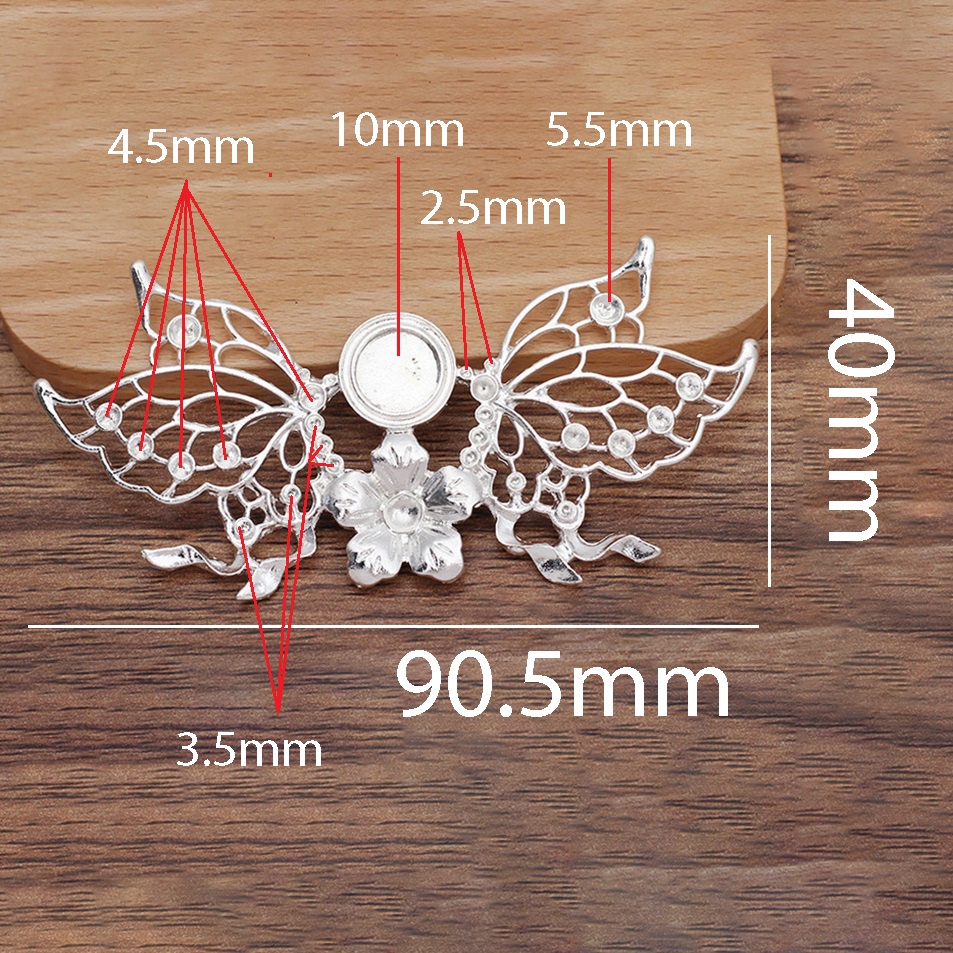 1 phiến đúc họa tiết bươm bướm 90.5mm*44mm nguyên liệu làm trâm làm trang sức có màu KC