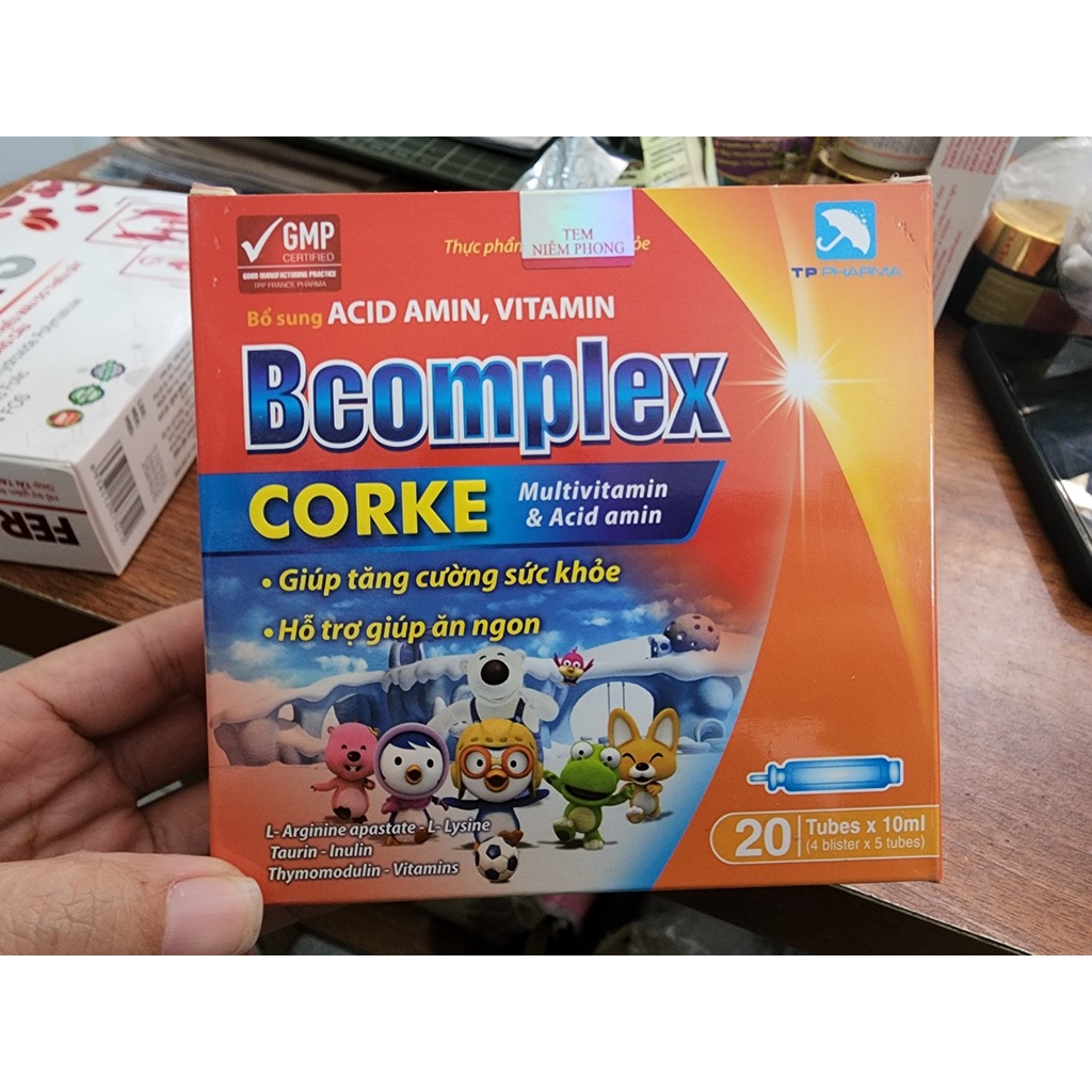 Bcomplex Corke - Giúp tăng cường sức khỏe, hỗ trợ ăn ngon Hộp 20 ống