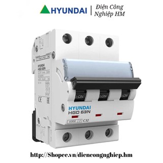Aptomat mcb 3 pha hgd63n hyundai dòng 6a~63a chính hãng, át tô mát tép cầu dao điện mcb 3p