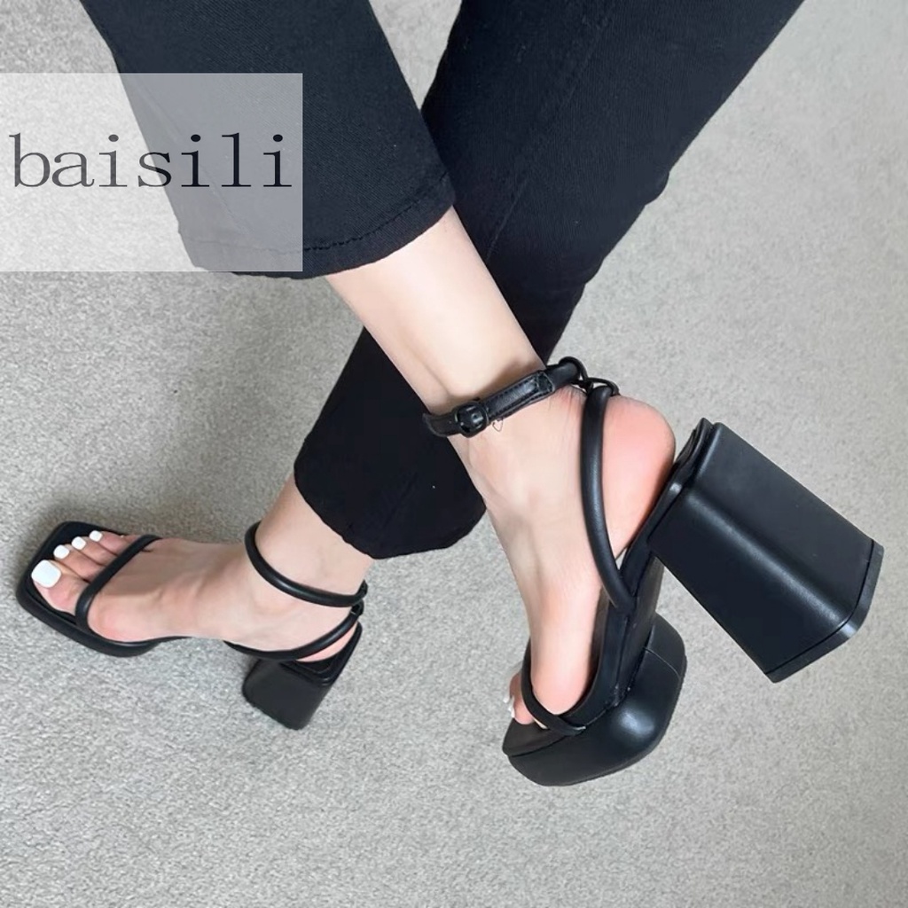 GIÀY CAO GÓT BAISILI - SANDAL MŨI VUÔNG GÓT VUÔNG ĐÚP NỮ - GIÀY THỜI TRANG PHONG CÁCH HIỆN ĐẠI BG230212