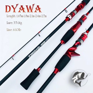 Cần câu lure ngang và đứng DYAWA đầu bu chống xoắn chất liệu carbon