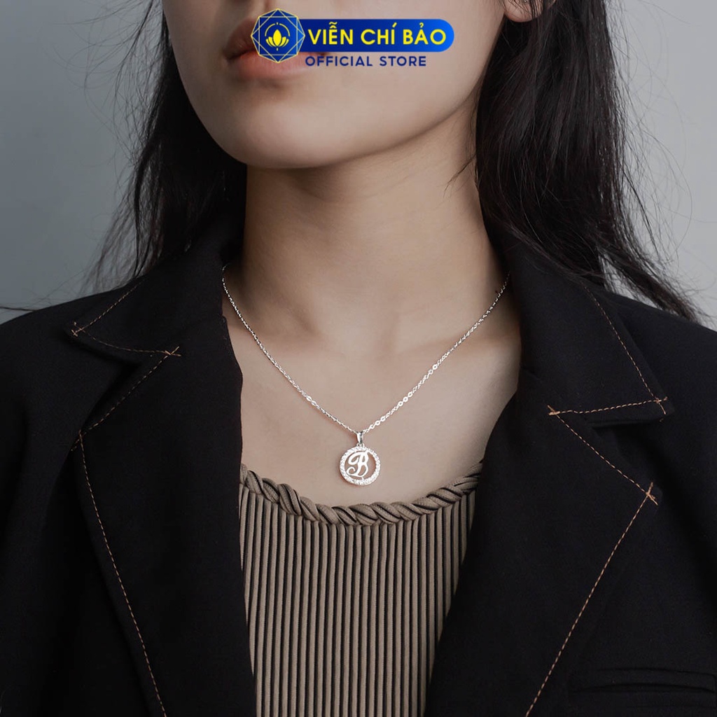 Dây chuyền bạc nữ mặt chữ B khoanh tròn chất liệu bạc 925 thời trang phụ kiện trang sức Viễn Chí Bảo D400693