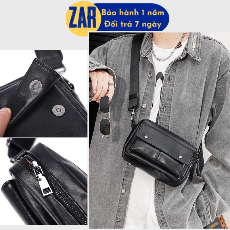 Túi Xách Đeo Chéo OUMU Đen Da PU Phụ Kiện Thời Trang Nam Nữ Unisex Cao Cấp Phong Cách Street Style Năng Động Zar Studio
