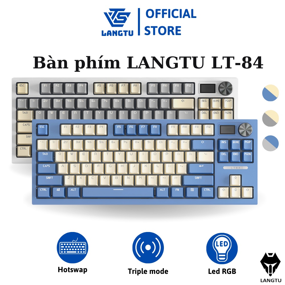 Bàn Phím Cơ Bluetooth Hotswap Langtu LT84 Phụ Kiện Máy Tính Có Dây/ Không Dây Triple Mode LT09