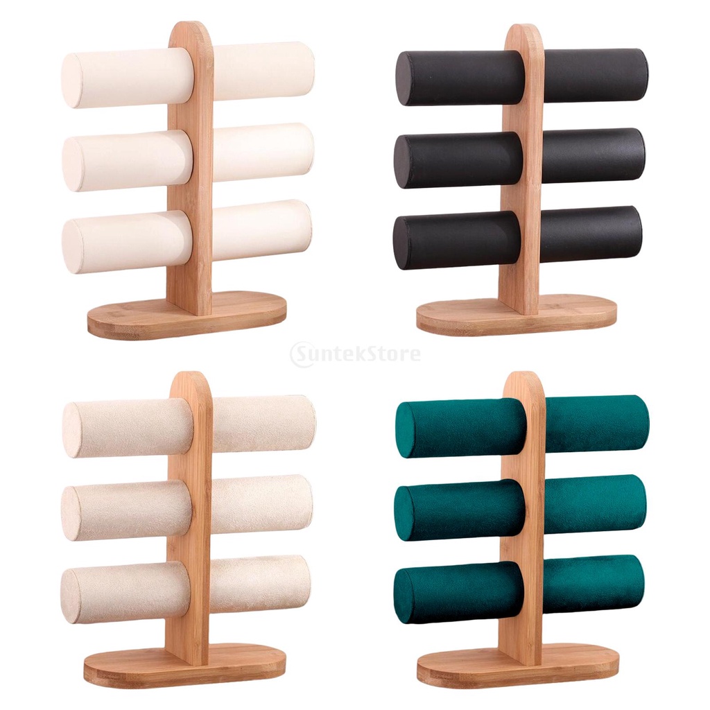 1 cái Da PU cổ điển chất lượng cao / Vòng đeo tay bằng nhung Dây chuyền đồng hồ T-Bar Giá treo trang sức Giá đỡ màn hình cứng Giá đỡ màn hình trang sức Giá treo đồng hồ đeo tay Màu trắng