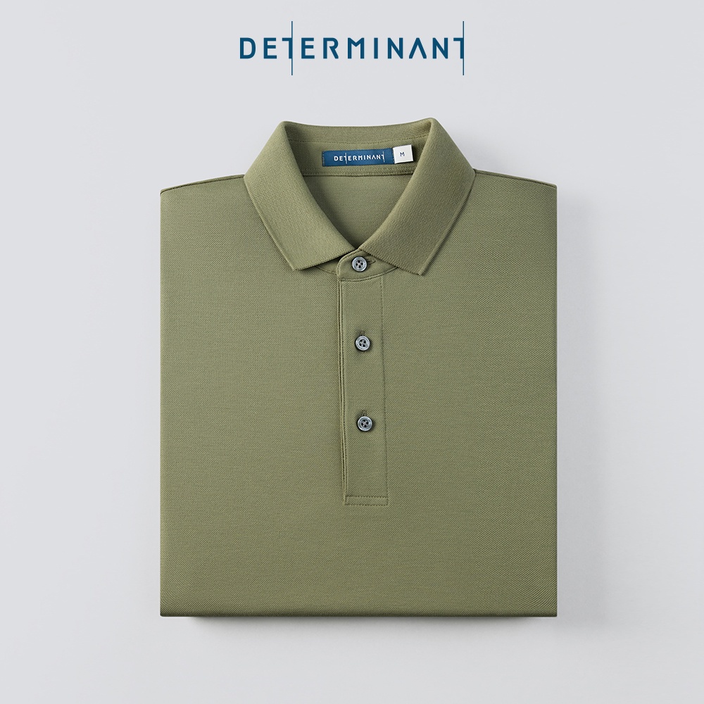 Áo thun polo nam cao cấp DETERMINANT tay dài - kháng nước - 100% cotton - màu xanh Olive - P03