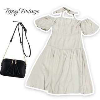 Rosy.Vintage| Đầm ngang đũi tay phồng