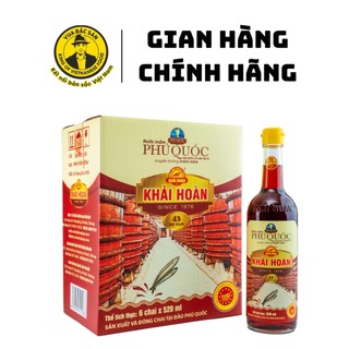 Nước Mắm Phú Quốc Khải Hoàn 520ml thùng 6 chai - chai thủy tinh 43 độ đạm