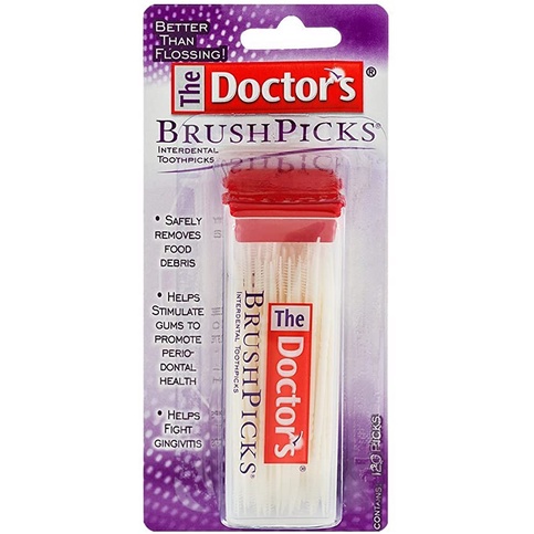 Tăm xỉa răng dẻo hàng Mỹ - THE DOCTOR'S BRUSH PICKS INTERDENTAL TOOTHPICKS - HỘP 120 CÂY