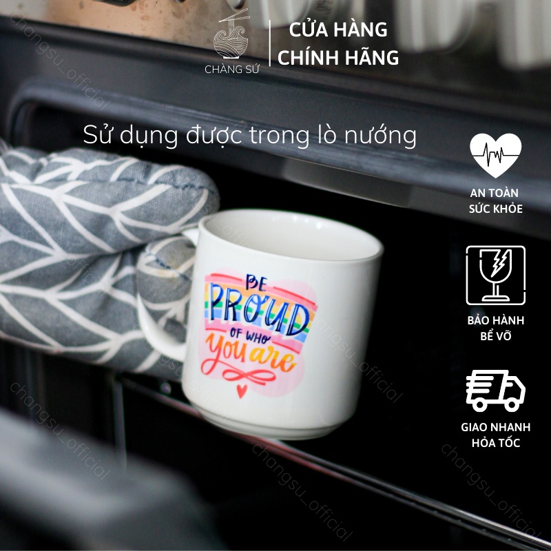 Cốc sứ dễ thương uống nước 350ml - Ly sứ màu sắc in hình theo yêu cầu