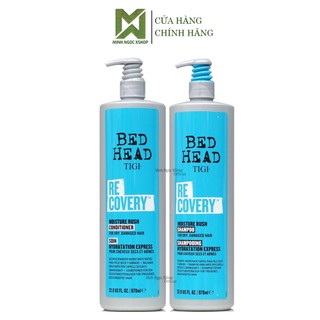 Dầu gội xả phục hồi độ ẩm tức thì Tigi Bed Head Recovery Moisture Rush 970ML, Tigi xanh dương chính hãng