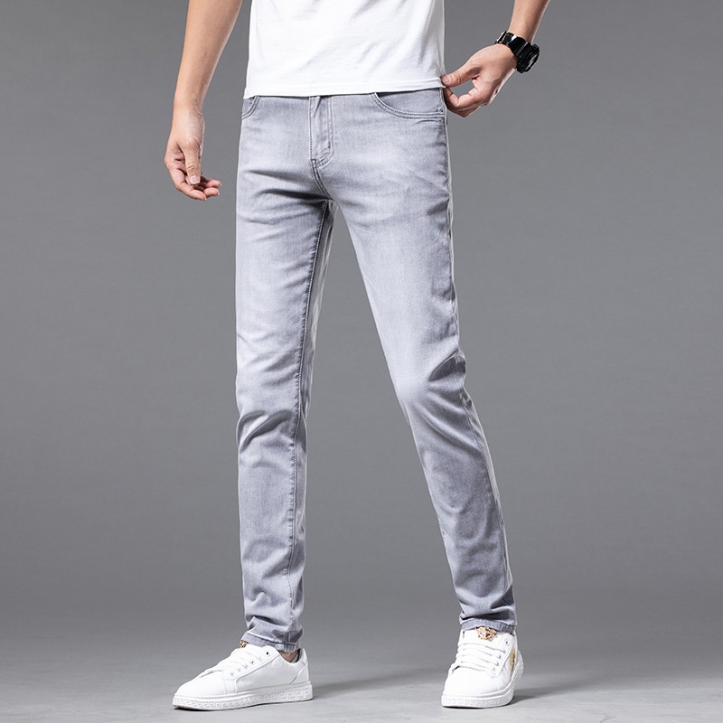 (Combo Quần jean Áo thun) jean nam đẹp quần jean nam co giãn jean xám phối áo thun cổ tròn trái tim