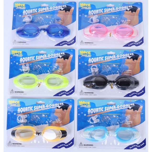 [Siêu rẻ] Kính bơi lặn chống thấm nước kèm kẹp mũi, kính bơi cho bé, kính bơi người lớn