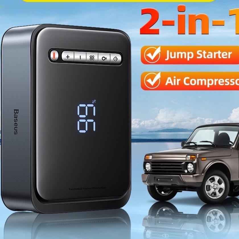 Bộ kích nổ ô tô 8000mAh 1000A 12V 2 trong 1 Baseus tích hợp bơm lốp ô tô di động có đèn LED kỹ thuật số