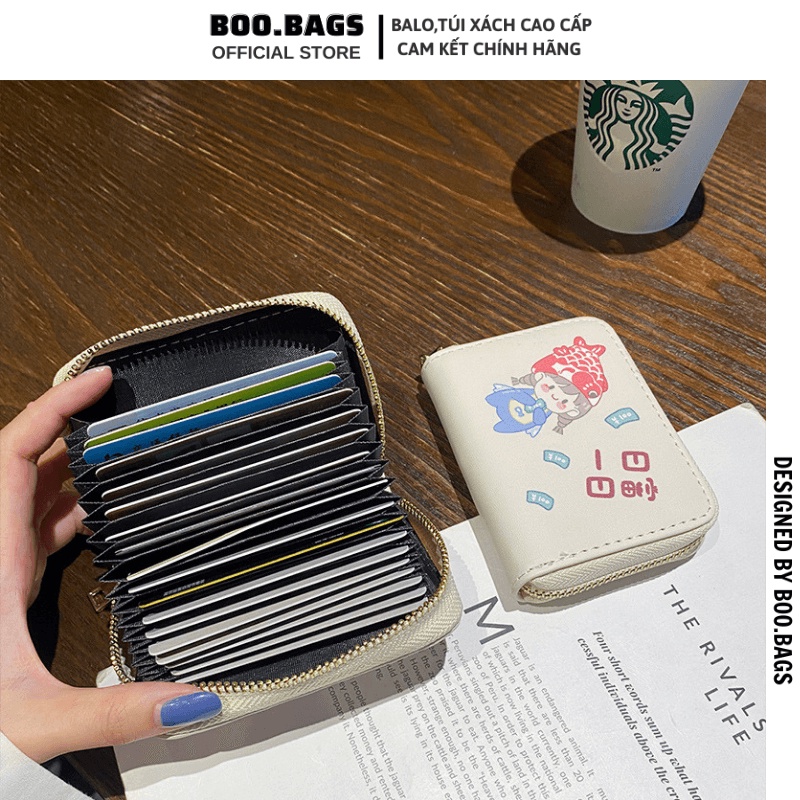 Ví Nữ Mini, Ví Cầm Tay Nữ Hình Cô Gái Nhiều Màu Dễ Thương Với 12 Ngăn Cute Boobags Boo-035