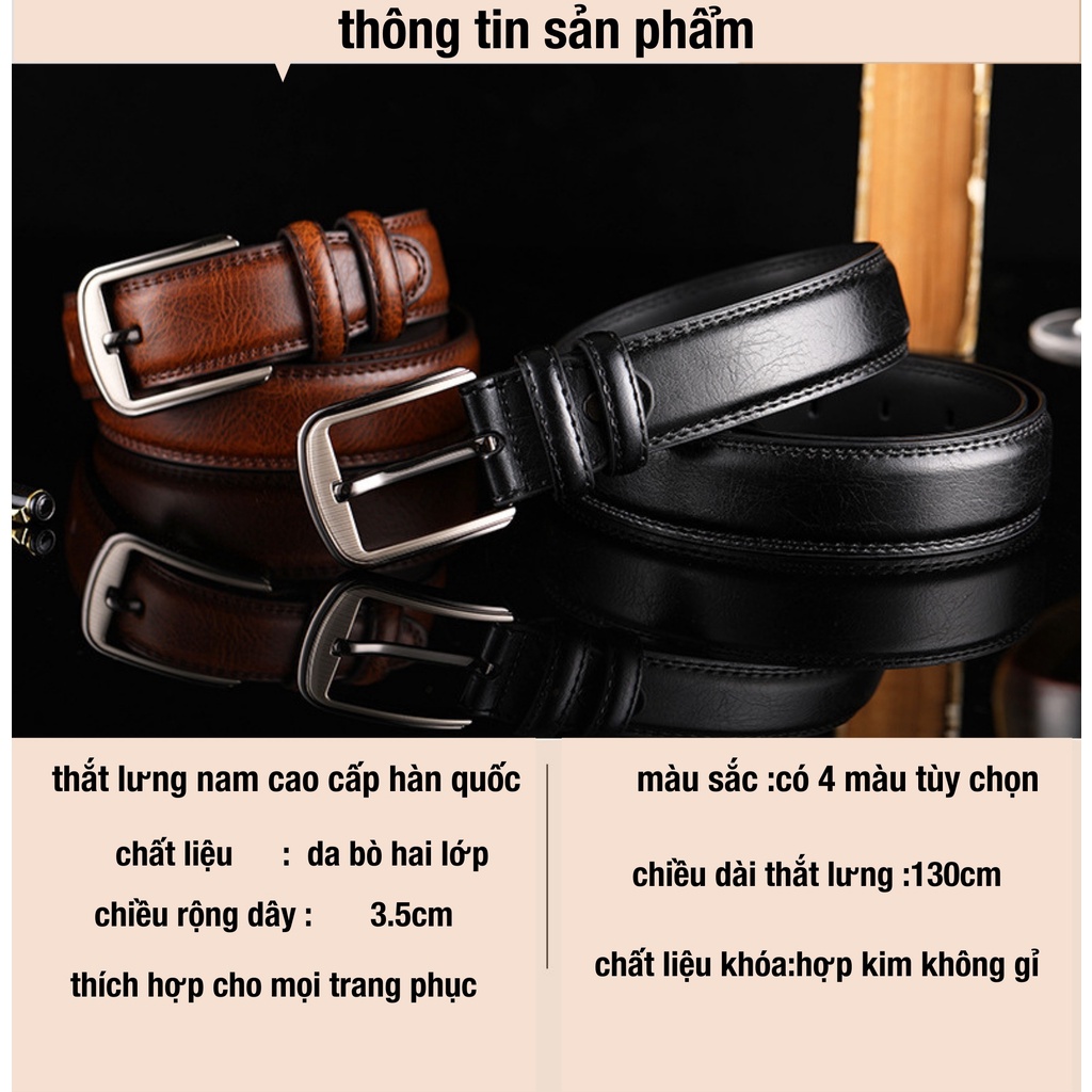 Thắt lưng dây nịt nam da bò cao cấp phong cách công sở Hàn Quốc khóa chốt kim loại sang trọng Giisel01