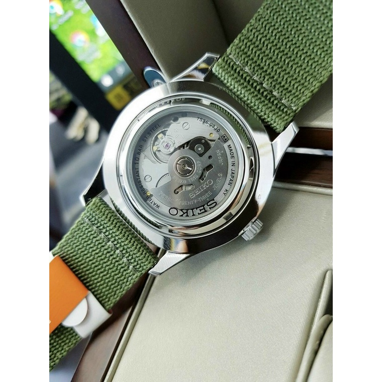 Đồng hồ nam seiko cơ quân đội dây dù cực kì mạnh mẽ, khung viền thép chống gỉ sét - bảo hành 12 tháng