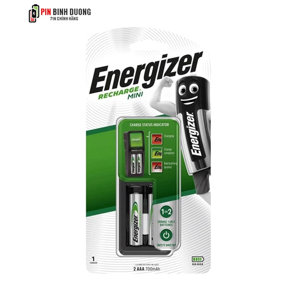 Bộ sạc Pin Energizer CH2PC4 _Máy sạc 2 Khe, sạc pin AA -AA (kèm 2 pin Energizer AAA700mAh 1.2v Made in Japan)
